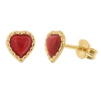 trendor Schmuck Mädchen Ohrringe Gold 333/8K Ohrstecker Herz Koralle 28746