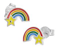 trendor Schmuck Mädchen-Ohrringe Silber 925 Regenbogen/Stern 41642