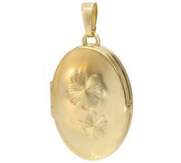 trendor Schmuck Medaillon-Anhänger mit Kleeblatt-Gravur 925 Silber Vergoldet 21565