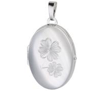 trendor Schmuck Medaillon-Anhänger mit Kleeblatt-Gravur 925 Sterlingsilber 21567