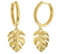 trendor Schmuck Ohrringe mit Monsterablatt 925 Silber Vergoldet Klapp-Creolen 15934