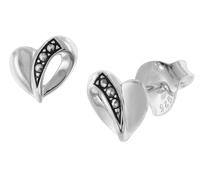 trendor Schmuck Ohrringe Silber 925 Ohrstecker Herz mit Markasiten 08781