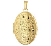trendor Schmuck Ovaler Medaillon-Anhänger Paisley Gold auf 925 Silber 31x23 mm 21570