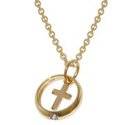 trendor 39485 Taufring Anhänger mit Kreuz Gold 333 + vergoldete Silberkette 40 cm