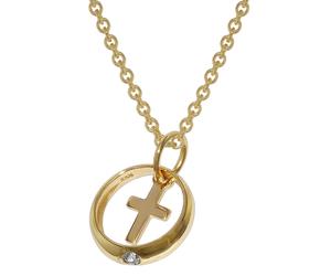 trendor Schmuck Taufring Anhänger mit Kreuz Gold 333 + vergoldete Silberkette 39485