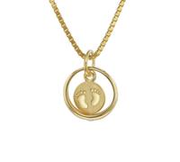 trendor Schmuck 75395 Taufring Babyfüße Gold 585 / 14 Karat mit vergoldeter Kette, 38 cm