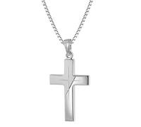 trendor Silber Herren-Halskette mit Kreuz-Anhänger Kreuz Kette Herren Silber 925, modische Geschenkidee, zeitloser Herrenschmuck 63607
