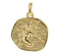 trendor Sternzeichen-Anhänger Jungfrau 333 Gold 16 mm Anhänger Tierkreiszeichen für Damen, Herren und Kinder, Echtgold, 08725-09