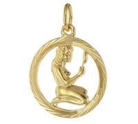 trendor Sternzeichen Jungfrau 333 Gold Anhänger Ø 16 mm modischer Tierkreiszeichen Anhänger aus Echtgold für Damen und Herren, elegante Geschenkidee, 39000-09