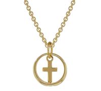 trendor 39485 Taufring Anhänger mit Kreuz Gold 333 + vergoldete Silberkette 45 cm