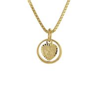 trendor Taufring mit Engel-Herz Gold 585 / 14K mit plattierter Halskette Taufschmuck für Mädchen, Jungen und Mütter, Geschenkidee zur Taufe 75260