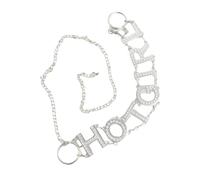Trendsetzende silberne Körperkette mit Buchstaben-Design, modische Taillenkette, geeignet für Freizeit- und Festival-Outfits, Musik-Festivals, Körperschmuck