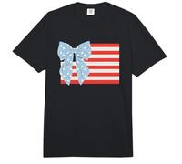 Trendy Apparel 4th of July American Flag Ribbon Stars Bow Comfort Colors Adult Heavyweight T-Shirt