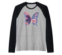 Trendy Apparel 4th of July Butterfly Floral & USA Flag Wings Raglan