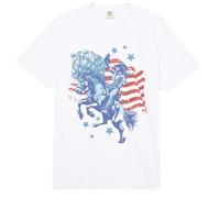 Trendy Apparel 4th of July US Flag Waving Behind Cowgirl Comfort Colors Adult Heavyweight T-Shirt