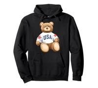 Trendy Apparel Teddy Bear with USA and Stars Sweatshirt Pullover Hoodie