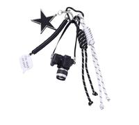 Trendy Camera Design Keychain Alloy Star Charm Hand Woven Nylon Rope Decoration Bag Pendant for Backpack Purse Unique Camera Inspired Keychain