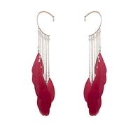 Trendy Feder Lange Quasten Manschette Clip Ohrringe Ohrhaken Damen Ohrstulpe Modeschmuck,rot Convenient and Nice