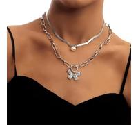 Trendy Hip Hop Multi-Layer Layer Schmetterling Kreuz Engel Anhänger Grunge Metallkette Halskette für Frauen Punk Cool Guy Schmuck