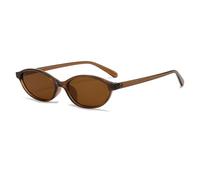 ETETGVG Trendy Schwarze Ovale Sonnenbrille Mit Farbverlauf Braune Gläser Runde Damen Herren Sonnenbrille Weiblich UV400, DARK TEA TEA, Einheitsgröße