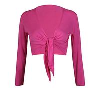 TrendyFashion Damen Bolero zum Binden, langärmelig, einfarbig, lange Ärmel, zum Zubinden vorne Gr. 38-40, kirschrot