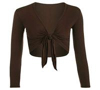 TrendyFashion Damen Bolero zum Binden, langärmelig, einfarbig, lange Ärmel, zum Zubinden vorne Gr. 42-44, braun