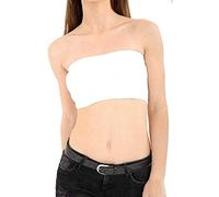 TrendyFashion Damen Bralette trägerloser nahtloser Bandeau-BH für Damen, einfarbig, dehnbar, nicht wattiert, weiß, 8-10