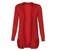 TrendyFashion Damen Cardigan Langarm Cardigan Offen Vorne Gr. 50, rot