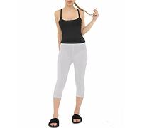 TrendyFashion Damen Cropped-Hose Damen Caprihose Stretch Bengaline Leggings Crop Sommer Dreiviertel 3/4 Länge Shorts Schlupfschuh Elastisch, hellgrau, 46