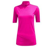 TrendyFashion Damen Kurzarm Rollkragen Pullover Damen Polo Ausschnitt Kurzarm Dehnbar Bodycon Casual Top, fuchsia, 50-52