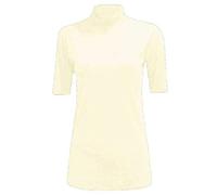 TrendyFashion Damen Kurzarm Rollkragen Pullover Damen Polo Ausschnitt Kurzarm Dehnbar Bodycon Casual Top, cremefarben, 38-40