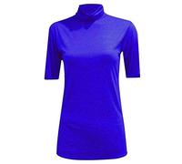 TrendyFashion Damen Kurzarm Rollkragen Pullover Damen Rollkragen Kurzarm Stretch Bodycon Casual Top, königsblau, 46-48