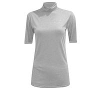 TrendyFashion Damen Kurzarm Rollkragen Pullover Damen Rollkragen Kurzarm Stretch Bodycon Casual Top, hellgrau, 42-44