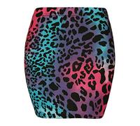 TrendyFashion Damen kurzer dehnbarer bedruckter Minirock, figurbetonter Damenrock, elastische Taille, Jersey-Bleistiftrock, Multi Leopard, 50-52
