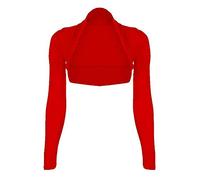 TrendyFashion Damen Langarm Shrug Damen Bolero Cardigan Top Einfarbig Langarm Party Wear Cropped Open Front Top Cardigan, rot, 50-52
