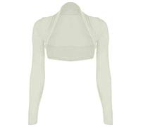 TrendyFashion Damen Langarm Shrug Damen Bolero Cardigan Top Einfarbig Langarm Party Wear Cropped Open Front Top Cardigan, cremefarben, 50-52