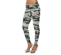 TrendyFashion Damen-Leggings in Übergröße, elastisch, Viskose, Größen 36-52, lange Leggings, Camouflage Grau, 34-36