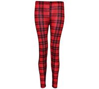 TrendyFashion Damen-Leggings in Übergröße, elastisch, Viskose, Größen 36-52, lange Leggings, Schottenkaro, Rot, 42-44
