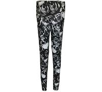 TrendyFashion Damen-Leggings in Übergröße, elastisch, Viskose, Größen 36-52, lange Leggings, Totenkopf Rose, 46-48