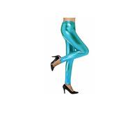 TrendyFashion Damen Leggings mit Metallic-Folie, glänzend, Disko-Stil, Wet-Look, für Workout, Yoga, jade, 38-40