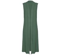 TrendyFashion Damen Maxi-Strickjacke, Wasserfall-Design, ärmellos, lang, mit Kragen, khaki, 50-52