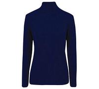 TrendyFashion Damen-Pullover, einfarbig, gerippt, Polo-Ausschnitt, langärmelig, Rollkragen, Pullover, navy, 42-44