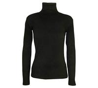 TrendyFashion Damen Rollkragenpullover, Stretch, Lange Ärmel, einfarbiges Oberteil Gr. 34-36, Schwarz