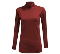 TrendyFashion Damen Rollkragenpullover, Stretch, Lange Ärmel, einfarbiges Oberteil Gr. 34-36, Wein