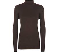 TrendyFashion Damen Rollkragenpullover, Stretch, Lange Ärmel, einfarbiges Oberteil Gr. 38-40, braun