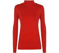 TrendyFashion Damen Rollkragenpullover, Stretch, Lange Ärmel, einfarbiges Oberteil Gr. 38-40, rot