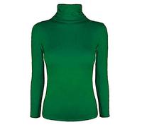TrendyFashion Damen Rollkragenpullover, Stretch, Lange Ärmel, einfarbiges Oberteil Gr. 42-44, jadegrün