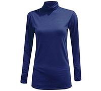 TrendyFashion Damen Rollkragenpullover, Stretch, Lange Ärmel, einfarbiges Oberteil Gr. 42-44, Navy