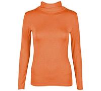 TrendyFashion Damen Rollkragenpullover, Stretch, Lange Ärmel, einfarbiges Oberteil Gr. 42-44, Orange
