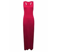 TrendyFashion Damen Sommer Maxi Freizeitkleid Damen Racer Back Lang Strandkleider Plus Size, fuchsia, 34-36